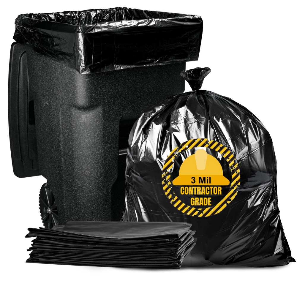 55-60 Gallon Contractor Grade 3 Mil Heavy Duty Black Trash Bag