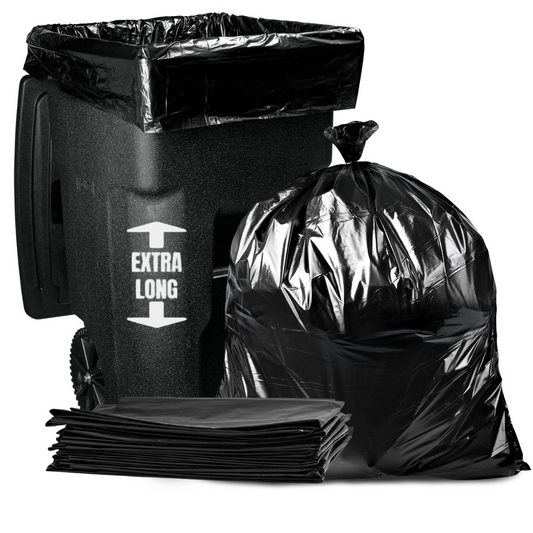 64-65 Gallon Heavy Duty Toter Compatible Extra Long, Large Black Trash Bag