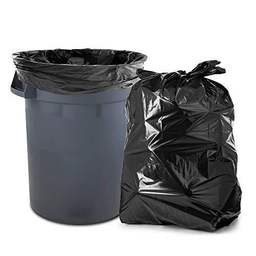 Trash Bags 45 Gallon, (100 Count w/Ties) Large Black Garbage Bags, 40"W x 46"H