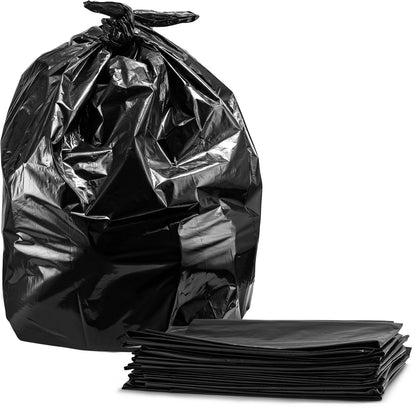 Trash Bags 45 Gallon, (100 Count w/Ties) Large Black Garbage Bags, 40"W x 46"H