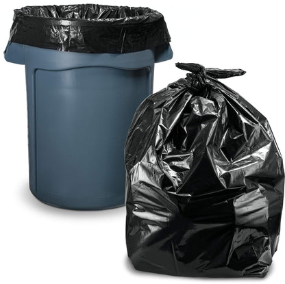 Trash Bags 45 Gallon, (100 Count w/Ties) Large Black Garbage Bags, 40"W x 46"H